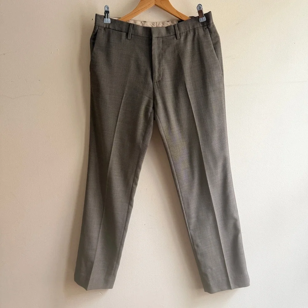 Banana Republic Tailored Slim Fit Wool Dress Pants Grey 31x30